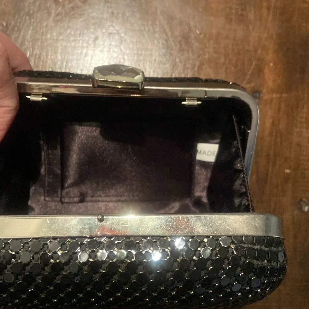 Elegant Black Metal mesh Clutch bag Formal
